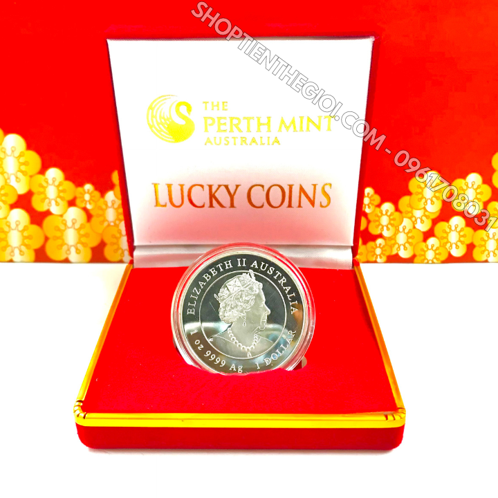 Xu Úc Hình Con Mèo Mạ Bạc tặng hộp nhung 